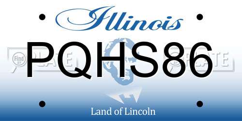PQHS86 Illinois License Plate