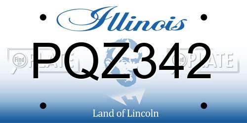 PQZ342 Illinois License Plate