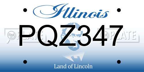 PQZ347 Illinois License Plate