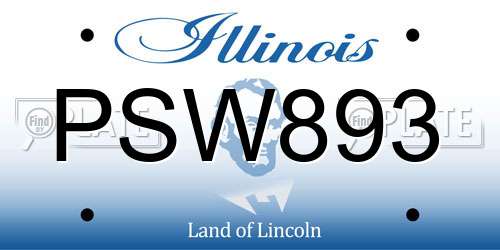 PSW893 Illinois License Plate