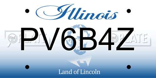 PV6B4Z Illinois License Plate