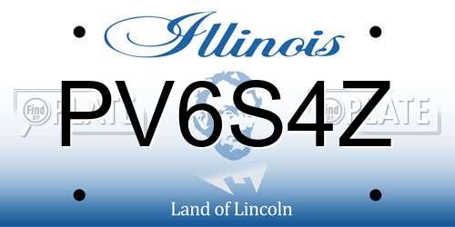 PV6S4Z Illinois License Plate