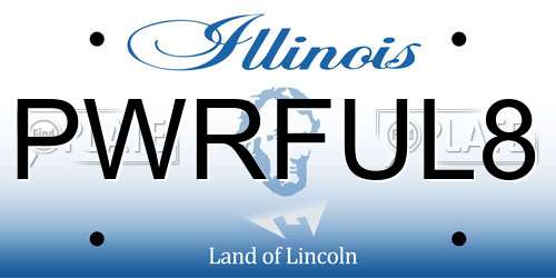 PWRFUL8 Illinois License Plate