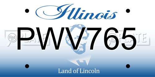 PWV765 Illinois License Plate