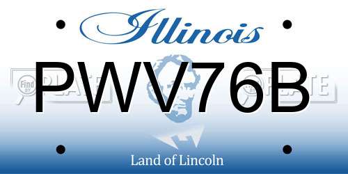PWV76B Illinois License Plate