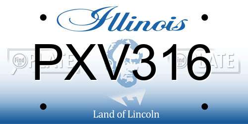PXV316 Illinois License Plate