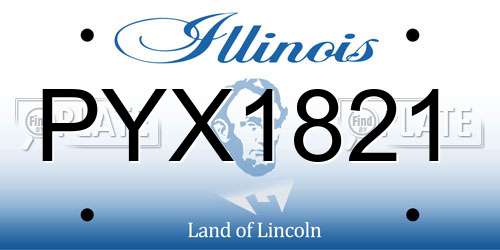 PYX1821 Illinois License Plate