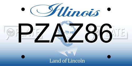 PZAZ86 Illinois License Plate