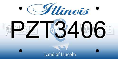 PZT3406 Illinois License Plate