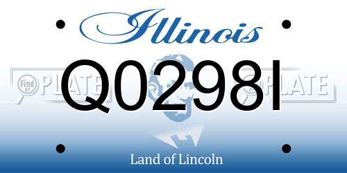 Q0298I Illinois License Plate