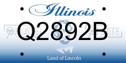 Q2892B Illinois License Plate
