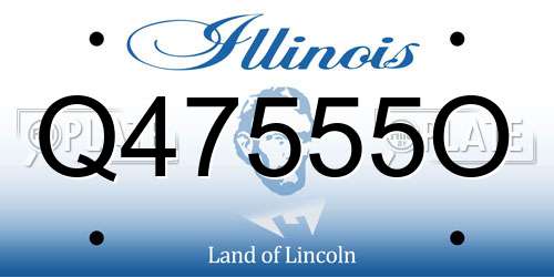 Q47555O Illinois License Plate