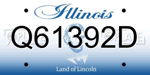 Q61392D Illinois License Plate