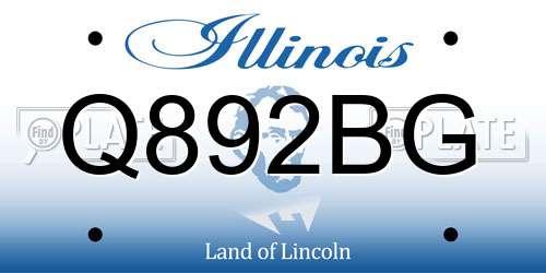 Q892BG Illinois License Plate