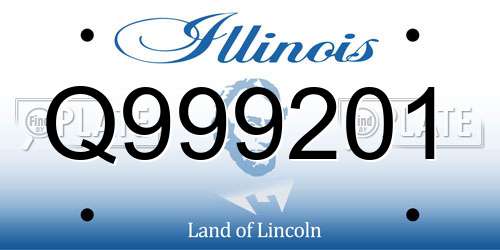 Q999201 Illinois License Plate