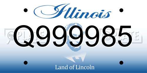 Q999985 Illinois License Plate