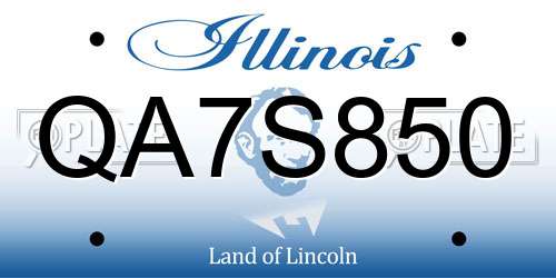 QA7S850 Illinois License Plate