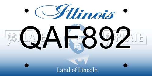 QAF892 Illinois License Plate