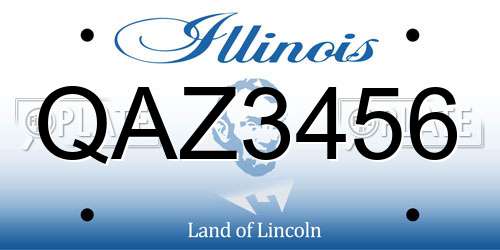 QAZ3456 Illinois License Plate