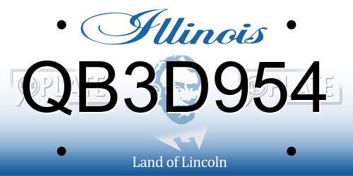 QB3D954 Illinois License Plate