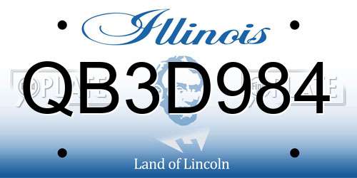 QB3D984 Illinois License Plate