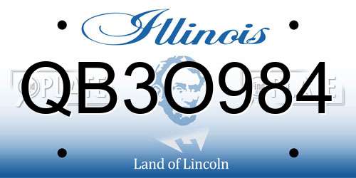 QB3O984 Illinois License Plate