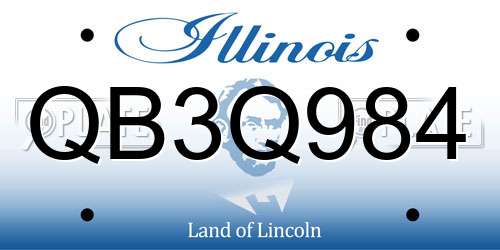 QB3Q984 Illinois License Plate
