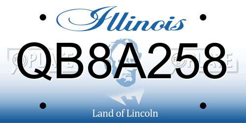 QB8A258 Illinois License Plate