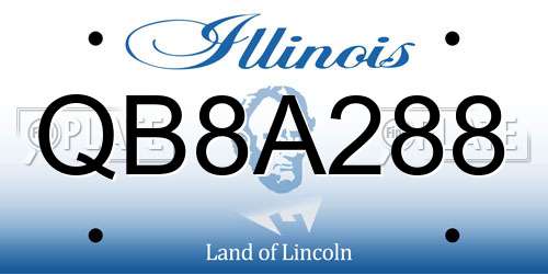 QB8A288 Illinois License Plate