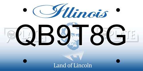QB9T8G Illinois License Plate