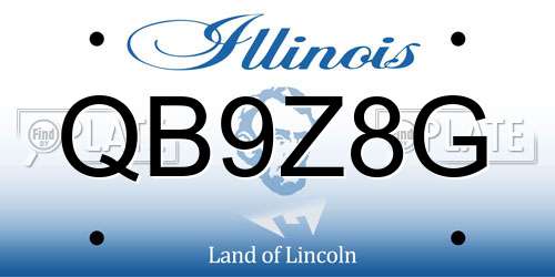 QB9Z8G Illinois License Plate