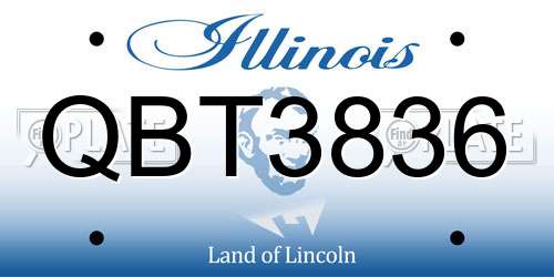 QBT3836 Illinois License Plate