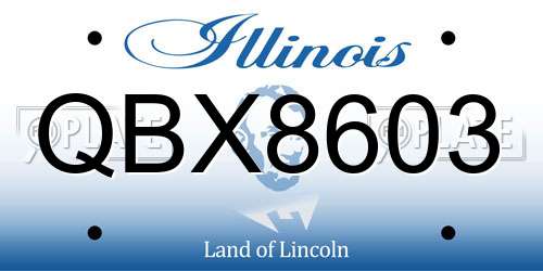 QBX8603 Illinois License Plate