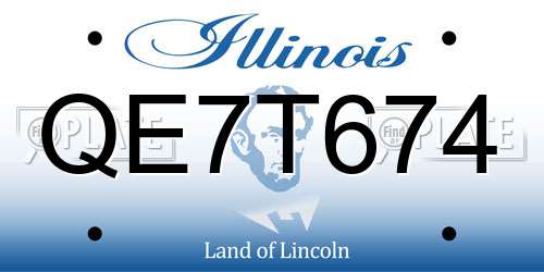 QE7T674 Illinois License Plate
