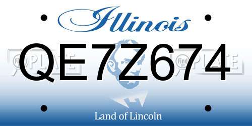 QE7Z674 Illinois License Plate