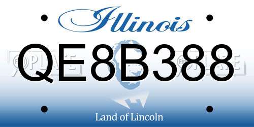 QE8B388 Illinois License Plate
