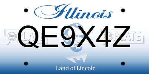 QE9X4Z Illinois License Plate