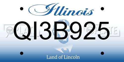 QI3B925 Illinois License Plate