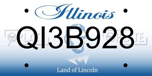 QI3B928 Illinois License Plate