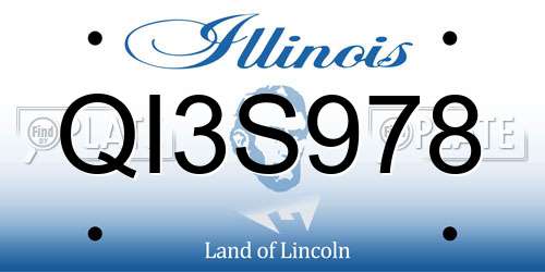 QI3S978 Illinois License Plate