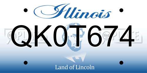 QK0T674 Illinois License Plate