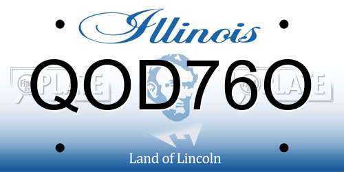 QOD76O Illinois License Plate