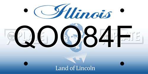 QOO84F Illinois License Plate