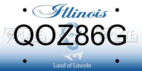 QOZ86G Illinois License Plate