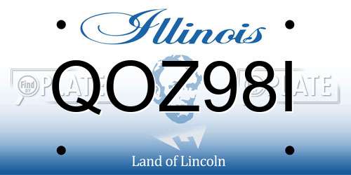 QOZ98I Illinois License Plate