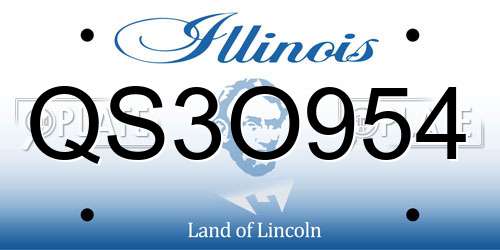 QS3O954 Illinois License Plate