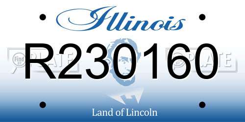 R230160 Illinois License Plate