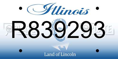 R839293 Illinois License Plate