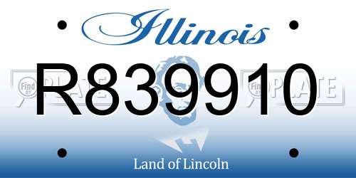 R839910 Illinois License Plate
