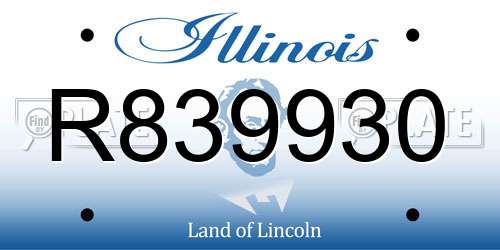 R839930 Illinois License Plate